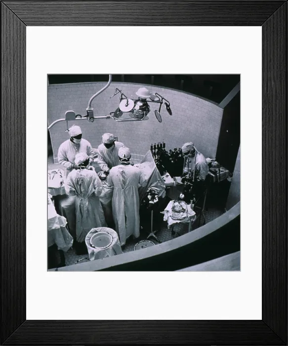 Framed Print : Heart surgery performed in the 1950s