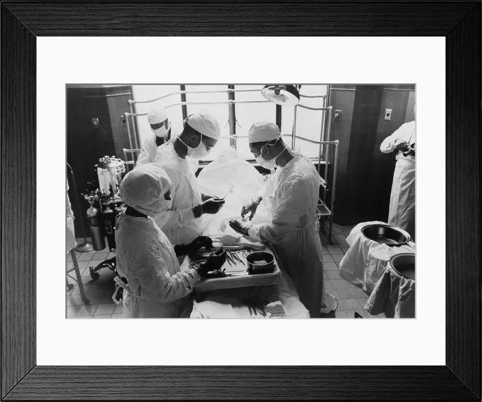 Framed Print : Operation at Provident Hospital, Chicago, Illinois in 1941. showing increased use of antiseptic procedures