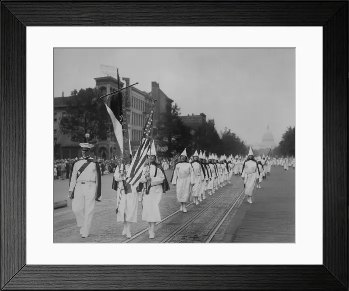 Framed Print : Women members lead a 1928 Ku Klux Klan parade on Pennsylvania Avenue. After D. W