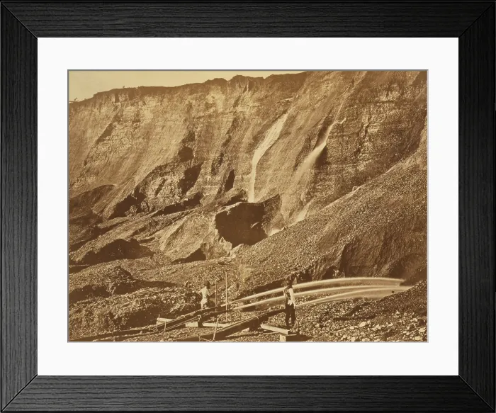 Framed Print : Hydraulic gold mining near Dutch Flat, California. Hydraulickers used jets of water to wash gold from mountains. 1868 photo by Andrew J. Russell Framed Print : Hydraulic gold mining near Dutch Flat, California. Hydraulickers used jets of water to wash gold from mountains. 1868 photo by Andrew J. Russell