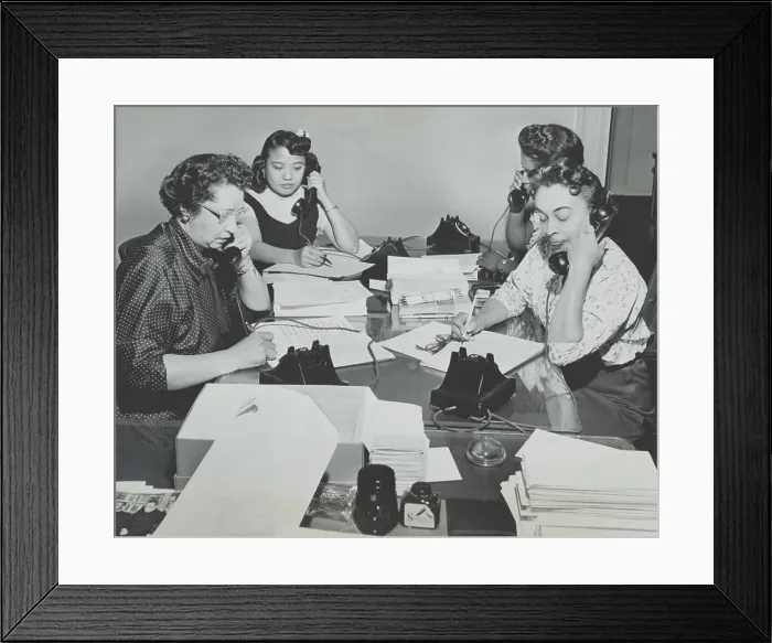 Framed Print : NAACP women during a membership campaign New York City, May 1955. The were recruiting new members on the first anniversary of the Brown v