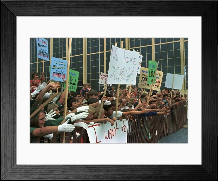 Framed Print : President Lyndon Johnson is greeted by friendly union crowd in Dallastown, Pennsylvania. Sept 3, 1966