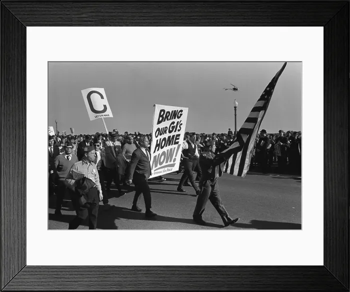 Framed Print : March on the Pentagon. Vietnam War Veterans join the anti-Vietnam War protests in Washington, DC. Their poster reads, Bring Our GIs Home Now! October 21, 1967 Framed Print : March on the Pentagon. Vietnam War Veterans join the anti-Vietnam War protests in Washington, DC. Their poster reads, Bring Our GIs Home Now! October 21, 1967