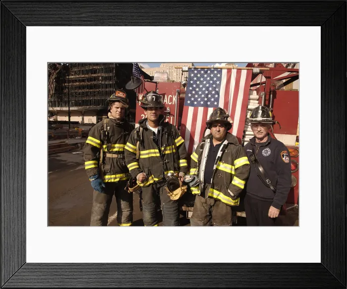 Framed Print : NYC firemen at the World Trade Center, Sept. 29, 2001. Recovery operations continued for months after the September 11, 2001 terrorist attacks. (BSLOC_2015_2_110) Framed Print : NYC firemen at the World Trade Center, Sept. 29, 2001. Recovery operations continued for months after the September 11, 2001 terrorist attacks. (BSLOC_2015_2_110)