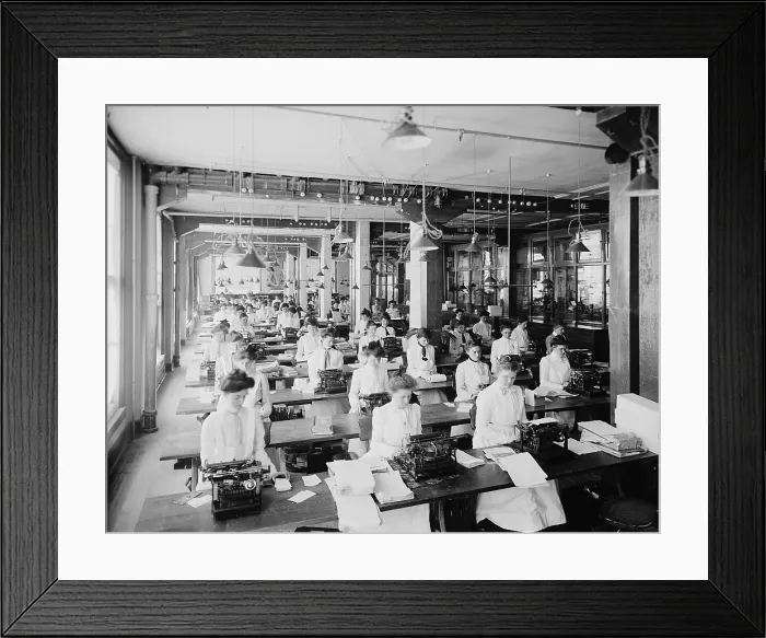 Framed Print : Typewriting department at the National Cash Register Company Dayton Ohio