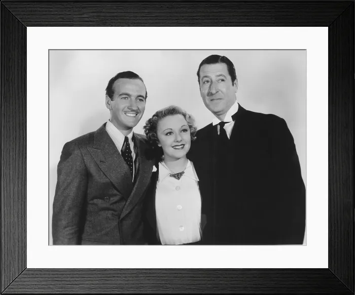 Framed Print : THANK YOU, JEEVES!, from left: David Niven, Virginia Field, Arthur Treacher, 1936, TM & Copyright 20th Century Fox Film Corp. / courtesy Everett Collection Framed Print : THANK YOU, JEEVES!, from left: David Niven, Virginia Field, Arthur Treacher, 1936, TM & Copyright 20th Century Fox Film Corp. / courtesy Everett Collection