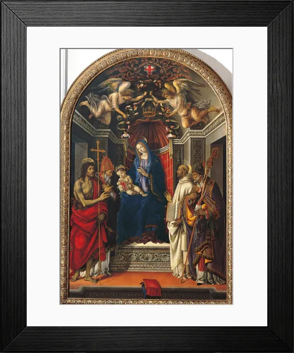 Framed Print : The Virgin and Child with St John the Baptist, Saint Victor, Saint Bernard and Saint Zenobius (Panel in Palazzo Vecchio), by Filippino Lippi, 1485 - 1486 about, 15th Century Framed Print : The Virgin and Child with St John the Baptist, Saint Victor, Saint Bernard and Saint Zenobius (Panel in Palazzo Vecchio), by Filippino Lippi, 1485 - 1486 about, 15th Century