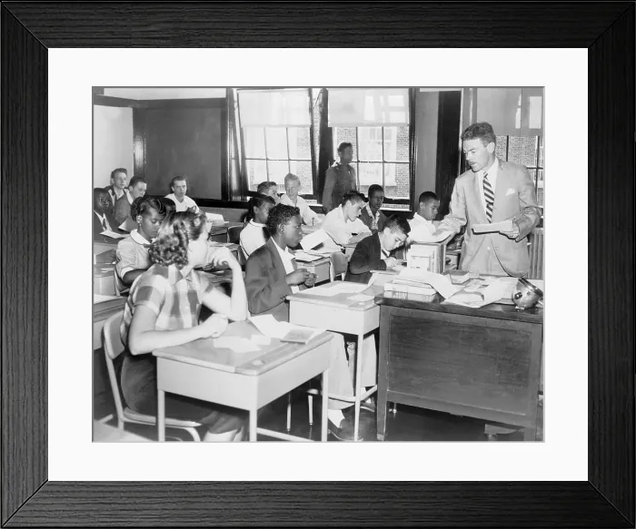 Framed Print : Integrated classroom in Washington, D.C. 10th grade class at McKinley Technical High School in September 1954, shortly after the Supreme Court's Brown vs