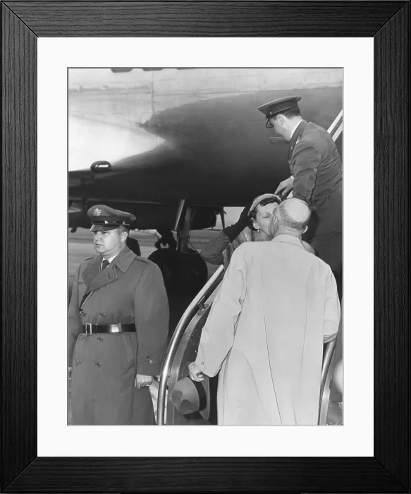 Framed Print : President Eisenhower kisses First Lady Mamie upon her return from Phoenix, Arizona. March 11, 1958. - (BSLOC_2014_16_88)