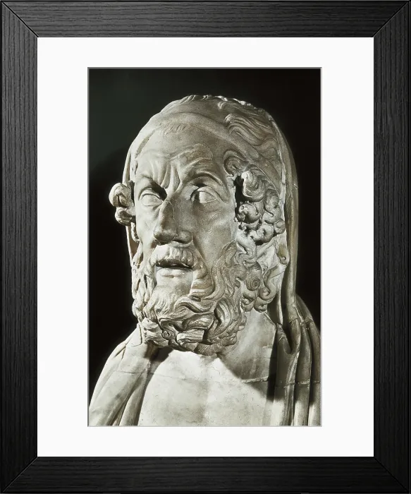 Framed Print : HOMER (9th century BC). Greek writer. Bust of Homer. Greek art. Sculpture on marble. ITALY. Rome. Capitoline Museums. - BeBa / Iberfoto / Everett Collection (262259)**US SALES ONLY**