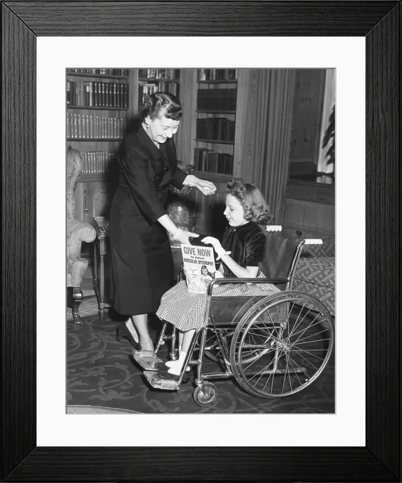 Framed Print : First Lady Mamie Eisenhower with a girl during the yearly Muscular Dystrophy fund raising drive