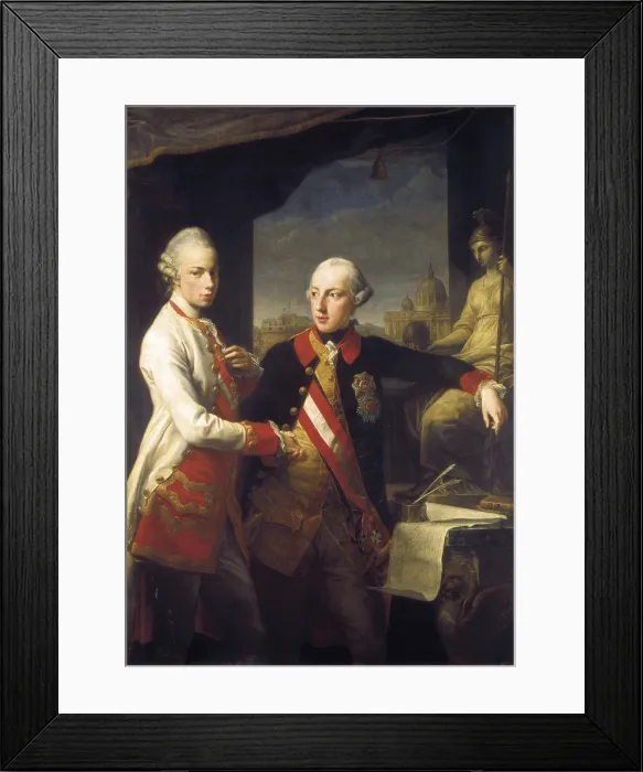 Framed Print : BATONI, Pompeo Girolamo (1708-1787). Kaiser Joseph II and the Grand Duke Leopold of Tuscany. 1769. Portrait commemorating the meeting held between the two brothers in Rome Framed Print : BATONI, Pompeo Girolamo (1708-1787). Kaiser Joseph II and the Grand Duke Leopold of Tuscany. 1769. Portrait commemorating the meeting held between the two brothers in Rome