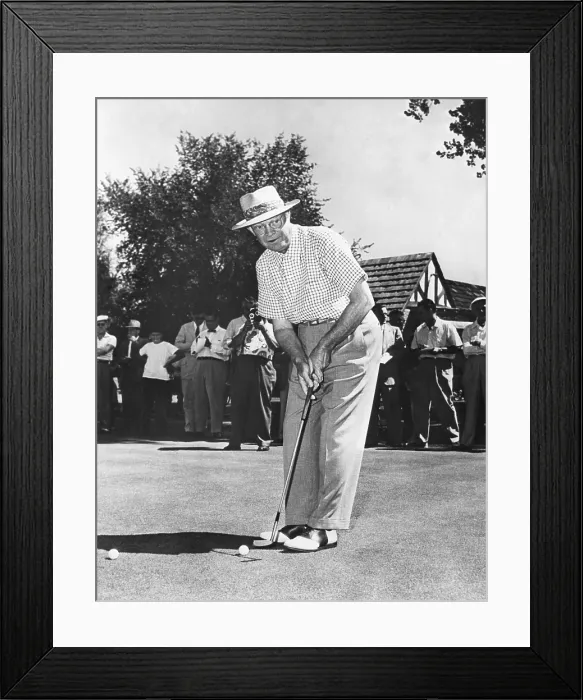 Framed Print : President Dwight Eisenhower on a golf course putting green. Sept. 1953. - (BSLOC_2014_16_97) Framed Print : President Dwight Eisenhower on a golf course putting green. Sept. 1953. - (BSLOC_2014_16_97)