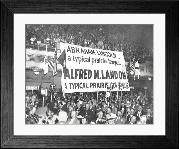 Framed Print : Demonstration for Alf Landon, the 1936 Republican presidential nominee. Public Auditorium, Cleveland, Ohio. June 11, 1936