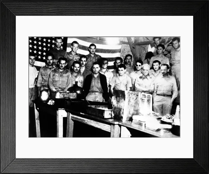 Framed Print : American POWs celebrate the July 4th in the Japanese prison camp of Casisange. On the Philippine island of Mindanao, they might have been killed if discovered. July 4, 1942
