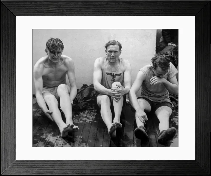 Framed Print : German U-boat seaman POW's after U.S. Coast Guard depth-charged their submarine. Early in World War 2, German submarines patrolled and sunk many ships off the U.S. East coast Framed Print : German U-boat seaman POW's after U.S. Coast Guard depth-charged their submarine. Early in World War 2, German submarines patrolled and sunk many ships off the U.S. East coast