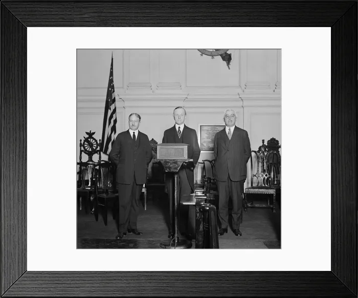 Framed Print : President Coolidge flanked by Party leaders at his Notification Ceremony Framed Print : President Coolidge flanked by Party leaders at his Notification Ceremony