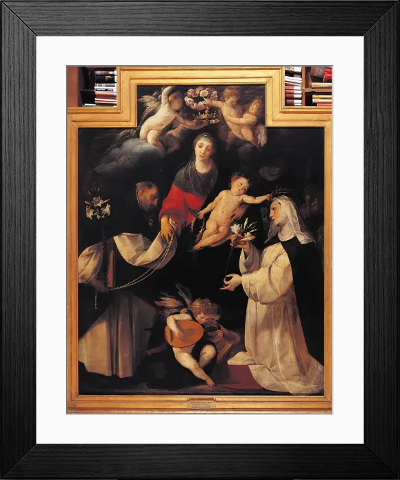 Framed Print : Madonna of the Rosary, by Giovan Battista Crespi known as Cerano, 1600 - 1650, 17th Century, oil on canvas, cm 275 x 218 - Italy, Lombardy, Milan, Brera Art Gallery. All