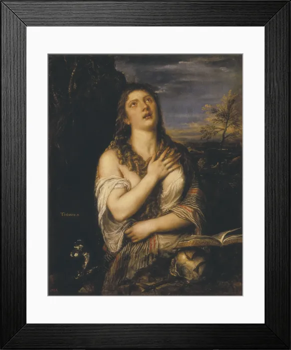 Framed Print : TTITIA, Tiziano Vecello, also called (1490-1576). Saint Mary Magdalen. 1565. Renaissance art. Cinquecento. Venetian school. Oil on canvas. RUSSIA. Saint Petersburg