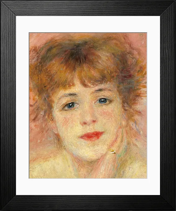 Framed Print : Portrait of the Actress Jeanne Samary, by Pierre-Auguste Renoir, 1877, 19th Century, oil on canvas, cm 56 x 47 - Russia, Moscow, Pushkin Museum. Detail. Woman young face ring