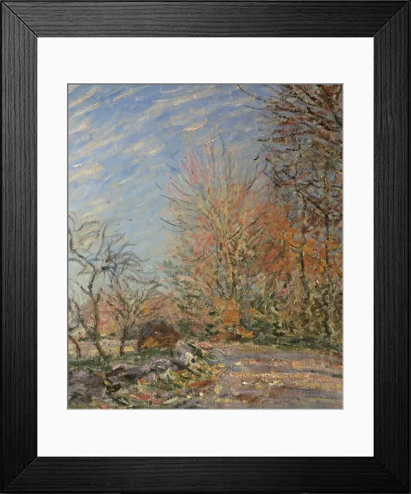 Framed Print : Assisi Upper Church, by Alfred Sisley, 1885, 19th Century, oil on canvas, cm 60 x 73 - Russia, Moscow, Pushkin Museum. Detail. Forest trees trunks branches sky