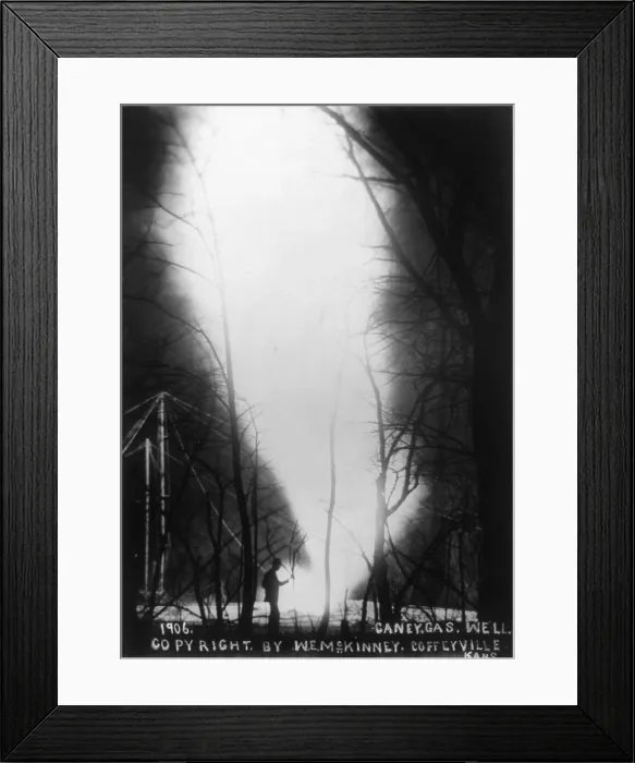 Framed Print : The famous Caney, Kansas gas well fire was ignited by lightning on February 23, 1906 and was extinguished five weeks later, on March 29 Framed Print : The famous Caney, Kansas gas well fire was ignited by lightning on February 23, 1906 and was extinguished five weeks later, on March 29