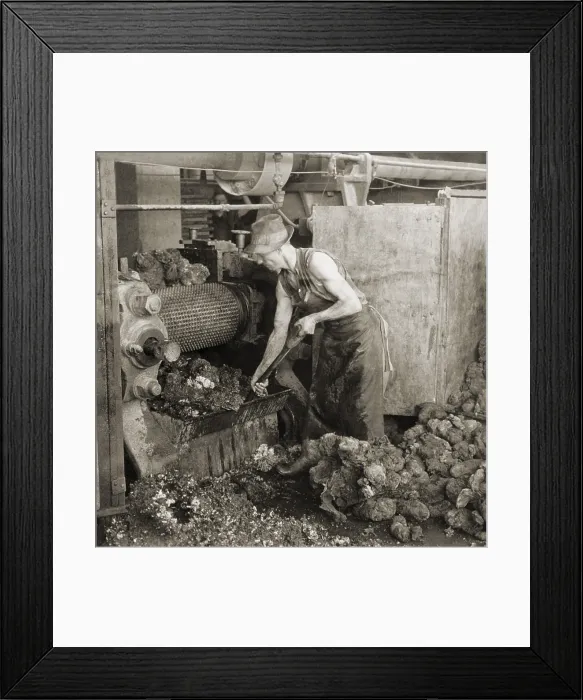 Framed Print : Crude rubber from Brazil in a rubber cracking machine, Goodyear Tire Factory, Akron, Ohio. 1928 Framed Print : Crude rubber from Brazil in a rubber cracking machine, Goodyear Tire Factory, Akron, Ohio. 1928