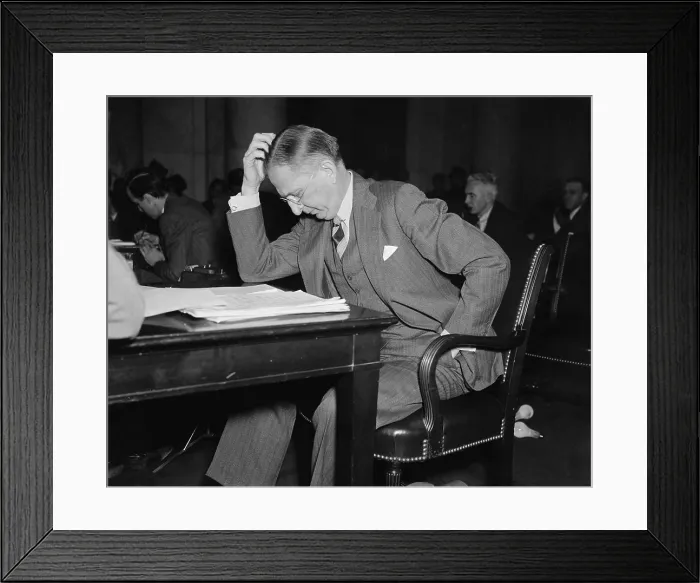 Framed Print : Lammot Du Pont 1880-1952 President of DuPont chemical company testifying at the Senate Unemployment Committee January 10 1938 Framed Print : Lammot Du Pont 1880-1952 President of DuPont chemical company testifying at the Senate Unemployment Committee January 10 1938