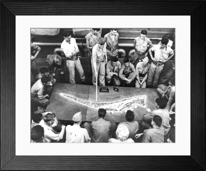 Framed Print : U.S. Marines study a relief model of Tarawa Atoll on a Navy transport before the battle. Ca. Nov.16-19, 1944, World War 2. (BSLOC_2013_14_46) Framed Print : U.S. Marines study a relief model of Tarawa Atoll on a Navy transport before the battle. Ca. Nov.16-19, 1944, World War 2. (BSLOC_2013_14_46)