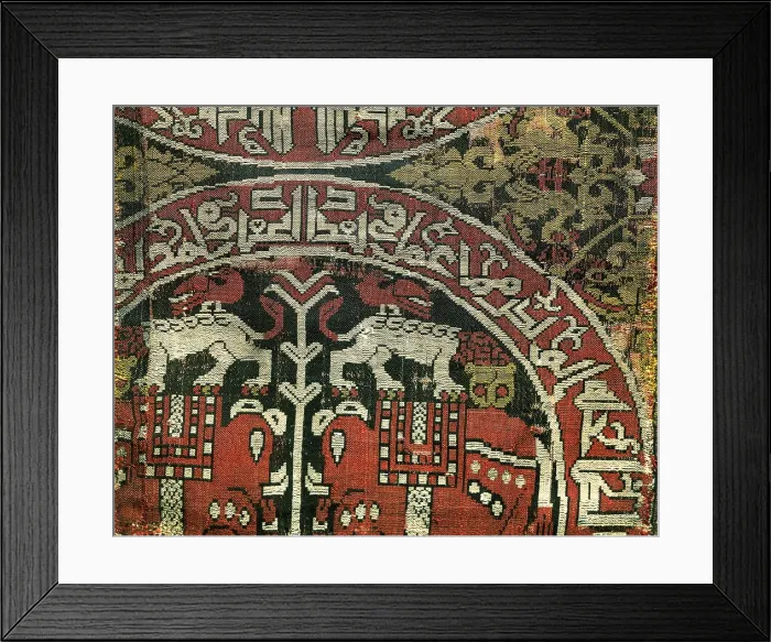 Framed Print : Cloth fragment, 10th c. Islamic art. Textiles. SPAIN. Leon. Museum of the Royal Collegiate Church of San Isidoro. Proc: IRAQ. Bagdad