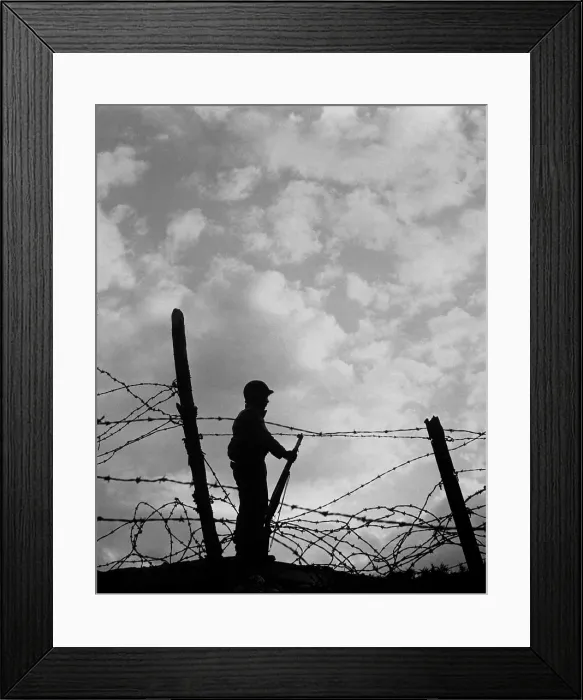 Framed Print : U.S. Army private guards a lonely Oahu beach position. Kahuhu, Oahu, Hawaii, March 1945. Pacific Theater, World War 2. (BSLOC_2013_14_67)