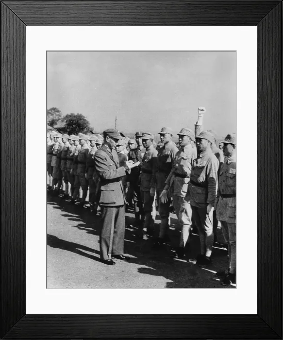 Framed Print : Chiang Kai-shek, political and military leader of China, inspecting army cadets in Chungking. Second Sino-Japanese War /  World War 2. Ca. 1937-45. (BSLOC_2013_14_71)