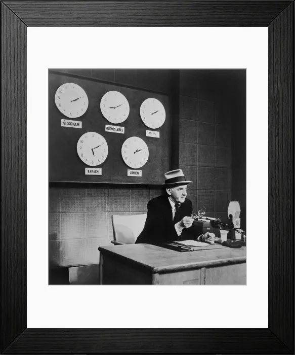 Framed Print : Walter Winchell during ABC-TV and radio simulcasts in 1954. Winchell started writing the first syndicated gossip column for the New York Daily Mirror in 1929 Framed Print : Walter Winchell during ABC-TV and radio simulcasts in 1954. Winchell started writing the first syndicated gossip column for the New York Daily Mirror in 1929