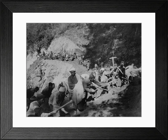 Framed Print : Chinese laborers building the Burma Road in southwest China, 1944. The road opened in Jan. 1945, allowing land transport from Ledo, India. Second Sino-Japanese War / World War 2 Framed Print : Chinese laborers building the Burma Road in southwest China, 1944. The road opened in Jan. 1945, allowing land transport from Ledo, India. Second Sino-Japanese War / World War 2