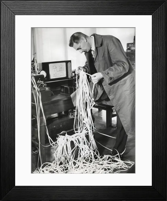 Framed Print : A new radio telegraph recorder is able to capture Morse messages at 5, 000 words per minute. Dec. 1949. - (BSLOC_2014_17_109)