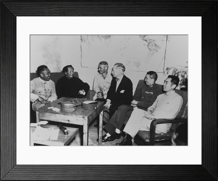 Framed Print : Conference between Chinese Communists and U.S. Ambassador Patrick Hurley, August 27, 1945