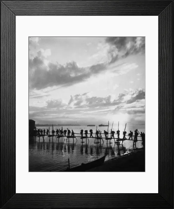 Framed Print : Silhouette of American troops at Pandu Ghat, India, enroute to Myitkyina, Burma. World War 2, Oct. 25, 1944. (BSLOC_2013_14_88) Framed Print : Silhouette of American troops at Pandu Ghat, India, enroute to Myitkyina, Burma. World War 2, Oct. 25, 1944. (BSLOC_2013_14_88)