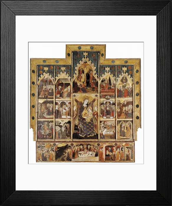 Framed Print : SERRA, Jaume (1358-1397); SERRA, Pere (1343-1406). Altarpiece of the Virgin. 1362 - 1375. Italian gothic. Tempera on wood. SPAIN. Barcelona. National Art Museum of Catalonia