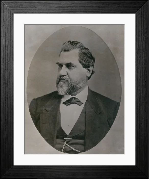 Framed Print : Leland Stanford 1824-1893 was drawn to California by the Gold Rush in the 1850s. He was a key investor in the Central Pacific Railroad was elected Governor and U.S Framed Print : Leland Stanford 1824-1893 was drawn to California by the Gold Rush in the 1850s. He was a key investor in the Central Pacific Railroad was elected Governor and U.S