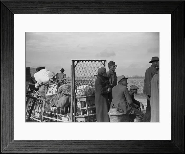Framed Print : Evicted African-American sharecroppers stranded in the January cold with their belongings, along Highway 60, New Madrid County, Missouri. 1939 photo by Arthur Rothstein