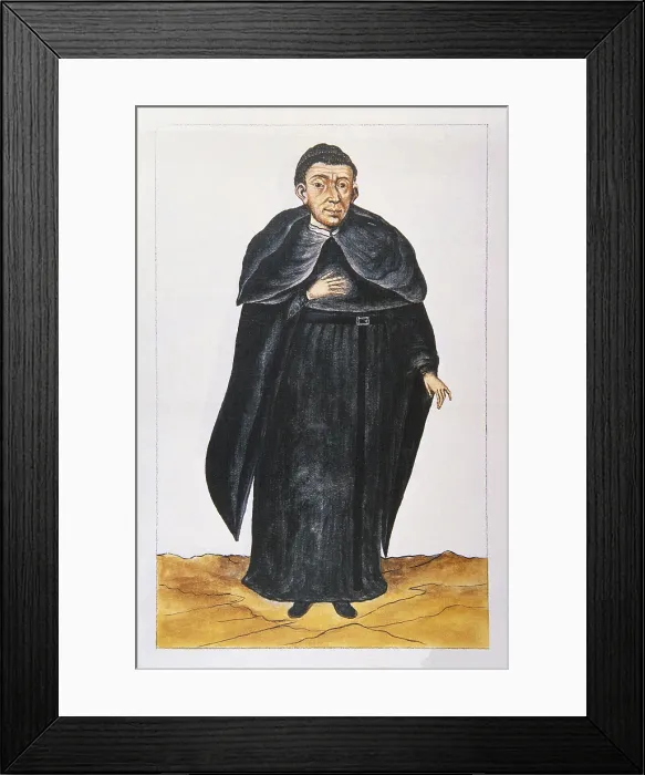 Framed Print : MARTiNEZ COMPAnoN Y BUJANDA, Baltasar Jaime (1735-1797). Trujillo del Peru en el siglo XVIII. 1782 - 1785. Vol.1 fol.99r. Portraits of clergymen. Augustinian priest
