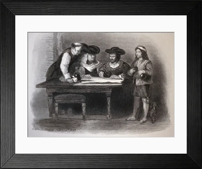 Framed Print : Wilkie, Sir David (1785-1841). Columbus in the Monastery at La Rabida. 1833. Engraving. Private Collection. - J. Bedmar / Iberfoto / Everett Collection (265237)**US SALES ONLY**