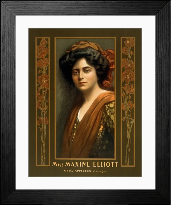 Framed Print : Maxine Elliott 1868-1940 an actress romantically linked with J.P. Morgan in the early 1900s. He is believed to have financed her Broadway theater in 1907. 1905 poster Framed Print : Maxine Elliott 1868-1940 an actress romantically linked with J.P. Morgan in the early 1900s. He is believed to have financed her Broadway theater in 1907. 1905 poster
