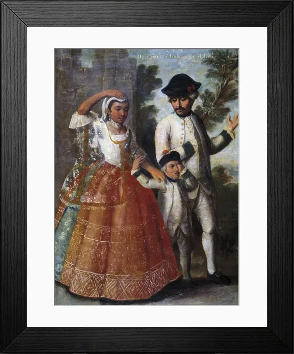 Framed Print : ISLAS, Andres de (18th c.). From Spanish and Indian: Mestizo. 1774. Casta paintings. Mexican school. Colonial baroque. Oil on canvas. SPAIN. Madrid. America's Museum