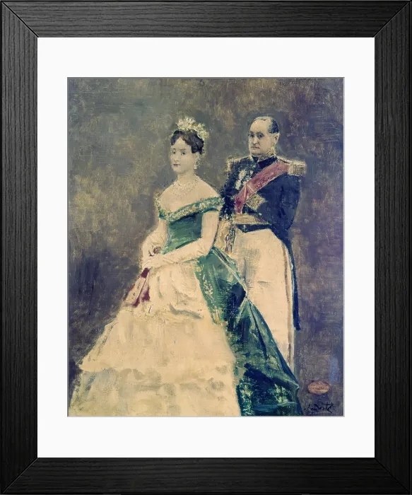 Framed Print : Jerome Bonaparte and his daughter Matilda, by Alfred Stevens, 1889, 19th century, oil on canvas, 54 x 45 cm - Italy, Lazio, Rome, Napoleonic Museum. Whole artwork view