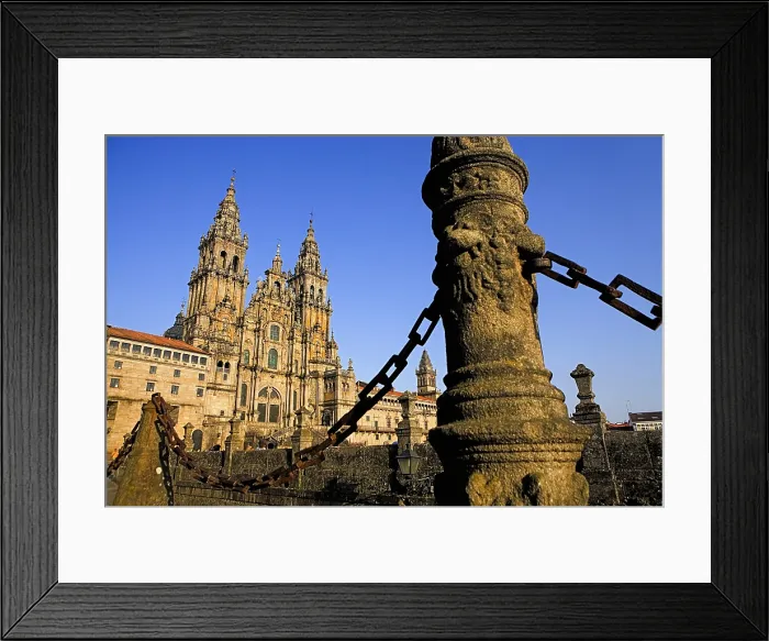 Framed Print : SPAIN. Santiago de Compostela. Cathedral of Santiago de Compostela. Cathedral facade from Plaza do Obradoiro. Baroque art Framed Print : SPAIN. Santiago de Compostela. Cathedral of Santiago de Compostela. Cathedral facade from Plaza do Obradoiro. Baroque art
