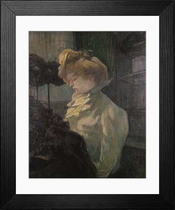 Framed Print : The milliner, by Henri de Toulouse-Lautrec, 1900, 20th Century, oil on board, 61 x 49, 3 cm - France, Albi, Toulouse-Lautrec Museum. Whole artwork view