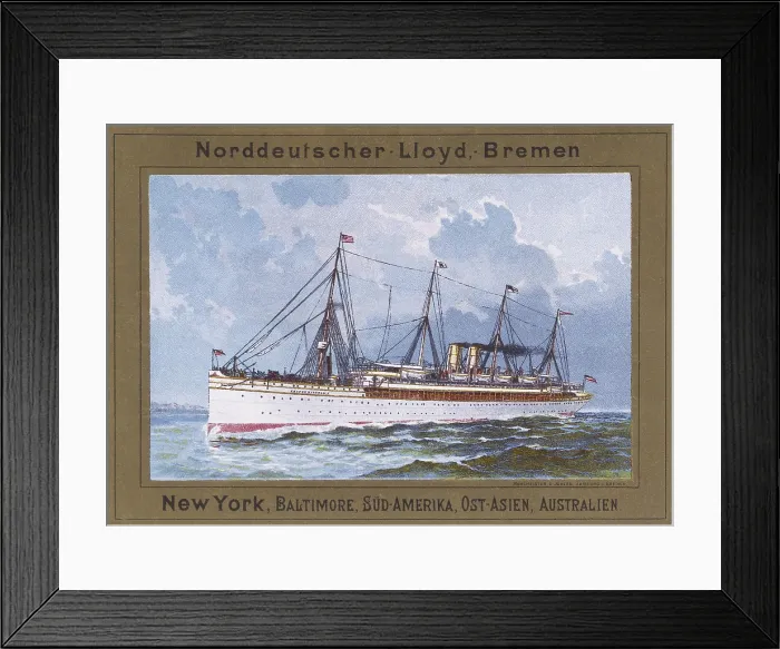 Framed Print : Ship of the Norddeutscher Lloyd-Bremen Company (19th c.). Painting. BELGIUM. Antwerp. National Maritime Museum. - J. Bedmar / Iberfoto / Everett Collection (266225)**US SALES ONLY**