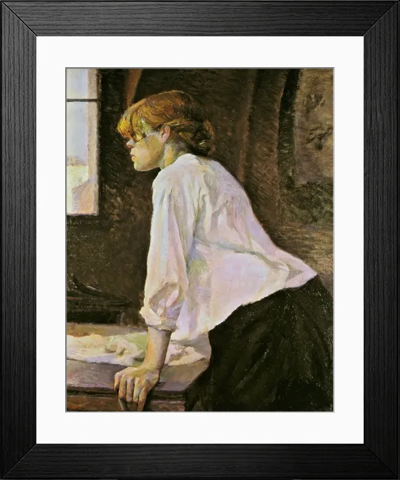 Framed Print : The laundress (La Blanchisseuse), by Henri de Toulouse-Lautrec, 1884 - 1888, 19th Century, oil on canvas, 93 x 75 cm - Private collection. Whole artwork view
