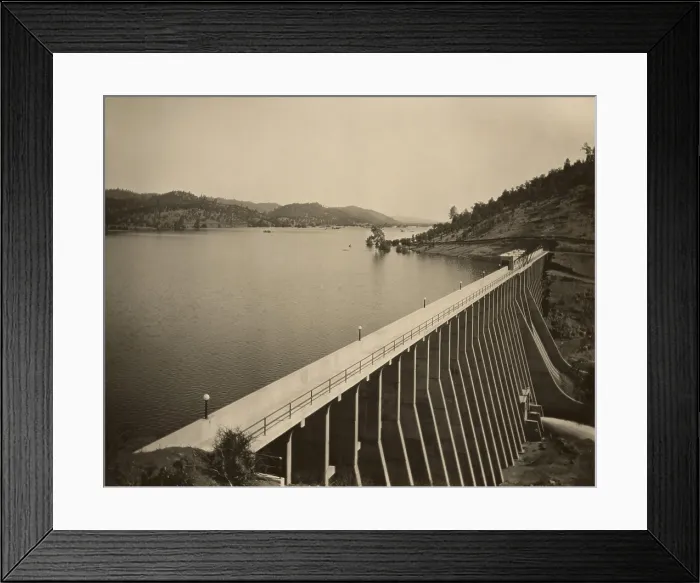 Framed Print : Stony Gorge Dam in Northern California was completed in 1928. The dam is a concrete slab and buttress structure with a height of 139 feet and a crest length of 868 feet Framed Print : Stony Gorge Dam in Northern California was completed in 1928. The dam is a concrete slab and buttress structure with a height of 139 feet and a crest length of 868 feet
